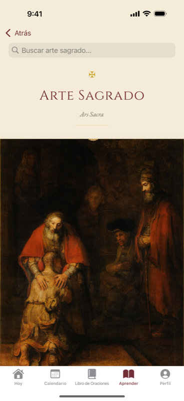 La galería de Arte Sagrado, abierta en El regreso del hijo pródigo de Rembrandt.